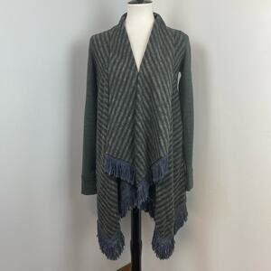 Anthropologie Saturday Sunday Elise Striped Fringe Cascading Blanket Cardigan XS